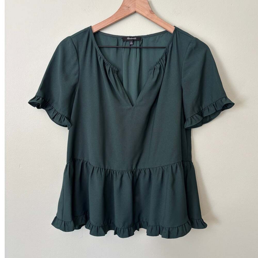 Madewell Green Peplum Blouse XS